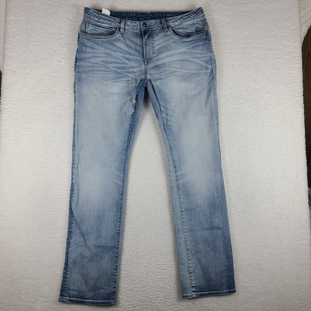 Buffalo David Bitton Jeans Mens 36x34 Blue Slim Ash Light Wash Denim